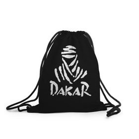 Рюкзак-мешок 3D с принтом Dakar в городе Новоалтайск, 100% полиэстер | плотность ткани — 200 г/м2, размер — 35 х 45 см; лямки — толстые шнурки, застежка на шнуровке, без карманов и подкладки | Тематика изображения на принте: dakar | desert | logo | race | rally | sign | гонки | дакар | знак | логотип | пустыня | ралли