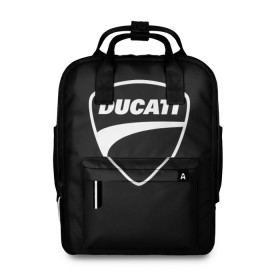 Женский рюкзак 3D с принтом Ducati в городе Новоалтайск, 100% полиэстер | лямки с регулируемой длиной, сверху ручки, чтобы рюкзак нести как сумку. Основное отделение закрывается на молнию, как и внешний карман. Внутри два дополнительных кармана, один из которых закрывается на молнию. По бокам два дополнительных кармашка, куда поместится маленькая бутылочка
 | Тематика изображения на принте: авто | дукати | марка | машина