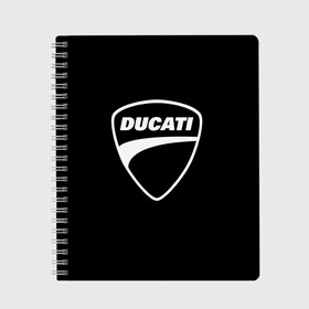 Тетрадь с принтом Ducati в городе Новоалтайск, 100% бумага | 48 листов, плотность листов — 60 г/м2, плотность картонной обложки — 250 г/м2. Листы скреплены сбоку удобной пружинной спиралью. Уголки страниц и обложки скругленные. Цвет линий — светло-серый
 | Тематика изображения на принте: авто | дукати | марка | машина