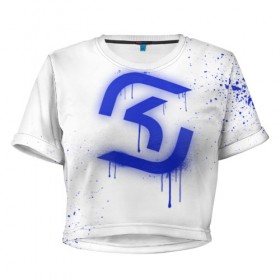 Женская футболка 3D укороченная с принтом cs:go - SK Gaming (White collection) в городе Новоалтайск, 100% полиэстер | круглая горловина, длина футболки до линии талии, рукава с отворотами | 0x000000123 | cs go | sk | white | кс го