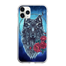 Чехол для iPhone 11 Pro Max матовый с принтом Волк с цветами в городе Новоалтайск, Силикон |  | арт | волк | космос | пионы | цветы