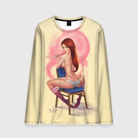 Мужской лонгслив 3D с принтом Pin Up Pop Art Girl в городе Новоалтайск, 100% полиэстер | длинные рукава, круглый вырез горловины, полуприлегающий силуэт | comics | girl | lollipop | pin up | pop art | арт | девочка | дизайн | конфетка | лолита | милая | мода | пафос | поп арт | сосательная | стиль | чупа чупс