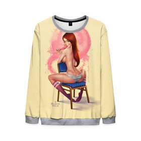 Мужской свитшот 3D с принтом Pin Up Pop Art Girl в городе Новоалтайск, 100% полиэстер с мягким внутренним слоем | круглый вырез горловины, мягкая резинка на манжетах и поясе, свободная посадка по фигуре | comics | girl | lollipop | pin up | pop art | арт | девочка | дизайн | конфетка | лолита | милая | мода | пафос | поп арт | сосательная | стиль | чупа чупс