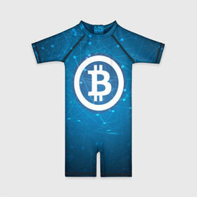 Детский купальный костюм 3D с принтом Bitcoin Blue - Биткоин в городе Новоалтайск, Полиэстер 85%, Спандекс 15% | застежка на молнии на спине | bitcoin | ethereum | litecoin | биткоин | интернет | крипта | криптовалюта | лайткоин | майнинг | технологии | эфир