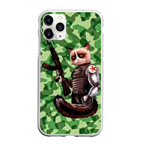 Чехол для iPhone 11 Pro матовый с принтом Воинственный кот в городе Новоалтайск, Силикон |  | Тематика изображения на принте: армия | арт | воин | животные | камуфляж | оружие