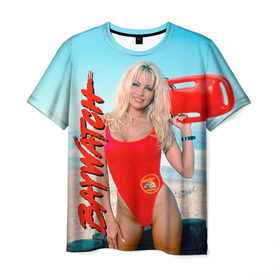Мужская футболка 3D с принтом Baywatch Памела в городе Новоалтайск, 100% полиэфир | прямой крой, круглый вырез горловины, длина до линии бедер | pamella adnerson | андерсон | спасатели малибу