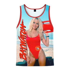 Мужская майка 3D с принтом Baywatch Памела в городе Новоалтайск, 100% полиэстер | круглая горловина, приталенный силуэт, длина до линии бедра. Пройма и горловина окантованы тонкой бейкой | pamella adnerson | андерсон | спасатели малибу