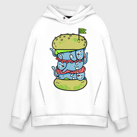 Мужское худи Oversize хлопок с принтом drop dead в городе Новоалтайск, френч-терри — 70% хлопок, 30% полиэстер. Мягкий теплый начес внутри —100% хлопок | боковые карманы, эластичные манжеты и нижняя кромка, капюшон на магнитной кнопке | burger | cat | citty | hamburger | бургер | гамбургер | кот | кошка