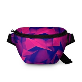 Поясная сумка 3D с принтом Violet polygon в городе Новоалтайск, 100% полиэстер | плотная ткань, ремень с регулируемой длиной, внутри несколько карманов для мелочей, основное отделение и карман с обратной стороны сумки застегиваются на молнию | 3d | abstraction | абстракция | геометрия | грани | линии | полигоны | розовый | сочетания | текстура | треугольники | фиолетовый