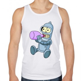 Мужская майка хлопок с принтом Lil Bender в городе Новоалтайск, 100% хлопок |  | bender | futurama | бендер | зойдберг | космос | футурама