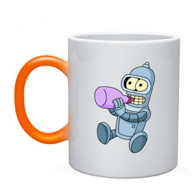 Кружка хамелеон с принтом Lil Bender в городе Новоалтайск, керамика | меняет цвет при нагревании, емкость 330 мл | bender | futurama | бендер | зойдберг | космос | футурама