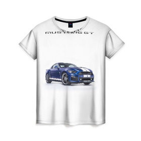 Женская футболка 3D с принтом Ford Mustang GT 3 в городе Новоалтайск, 100% полиэфир ( синтетическое хлопкоподобное полотно) | прямой крой, круглый вырез горловины, длина до линии бедер | ford | gt | mustang | shelby | мустанг | форд | шэлби