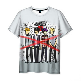 Мужская футболка 3D с принтом 5 Seconds of Summer в городе Новоалтайск, 100% полиэфир | прямой крой, круглый вырез горловины, длина до линии бедер | 