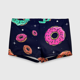Детские купальные плавки 3D с принтом Black Milk Космические Пончики в городе Новоалтайск, Полиэстер 85%, Спандекс 15% | Слитный крой, подклад по переду изделия, узкие бретели | Тематика изображения на принте: black milk | donut | donuts | space | the simpsons | trend | глазурь | дизайн | еда | звезда | звёзды | космос | мода | пончик | симпсоны | симсоны | сладкий | стиль | тренд | узор
