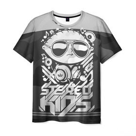 Мужская футболка 3D с принтом Black Milk Stereo Kids в городе Новоалтайск, 100% полиэфир | прямой крой, круглый вырез горловины, длина до линии бедер | black milk | dj | kids | stereo | дети | дизайн | камуфляж | малыш | мода | наушники | ноты | очки | ребёнок | стерео | стиль