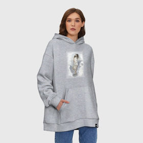 Худи SuperOversize хлопок с принтом Fashion girl в городе Новоалтайск, 70% хлопок, 30% полиэстер, мягкий начес внутри | карман-кенгуру, эластичная резинка на манжетах и по нижней кромке, двухслойный капюшон
 | 
