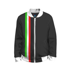 Детский бомбер 3D с принтом Black Milk Italiano в городе Новоалтайск, 100% полиэстер | застегивается на молнию, по бокам два кармана без застежек, мягкие манжеты, по низу бомбера и на воротнике — эластичная резинка | flag | italian | италия | итальянский | страна | страны | триколор | флаг