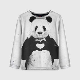 Детский лонгслив 3D с принтом Panda heart в городе Новоалтайск, 100% полиэстер | длинные рукава, круглый вырез горловины, полуприлегающий силуэт
 | heart | panda | арт | клевый | красивый | панда | рисунок | сердце