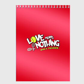 Скетчбук с принтом Love means nothing only tennis в городе Новоалтайск, 100% бумага
 | 48 листов, плотность листов — 100 г/м2, плотность картонной обложки — 250 г/м2. Листы скреплены сверху удобной пружинной спиралью | Тематика изображения на принте: большой | большой теннис | любовь ничего не значит только большой теннис | теннис