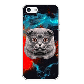 Чехол для iPhone 5/5S матовый с принтом Космический кот в городе Новоалтайск, Силикон | Область печати: задняя сторона чехла, без боковых панелей | Тематика изображения на принте: 3d | cat | арт | взгляд | кот | кот хипстер | котёнок | котятки | котятушки | кошечки | кошка | мордочка