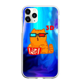 Чехол для iPhone 11 Pro Max матовый с принтом Киноман кот в городе Новоалтайск, Силикон |  | Тематика изображения на принте: 3d | cat | арт | взгляд | кино | кот | кот хипстер | котёнок | котятки | котятушки | кошечки | кошка | краска | мордочка