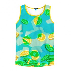 Мужская майка 3D с принтом Black Milk Rich Camouflage в городе Новоалтайск, 100% полиэстер | круглая горловина, приталенный силуэт, длина до линии бедра. Пройма и горловина окантованы тонкой бейкой | Тематика изображения на принте: доллар | золото | монеты | разноцветный | яркий
