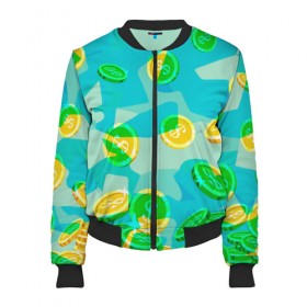 Женский бомбер 3D с принтом Black Milk Rich Camouflage в городе Новоалтайск, 100% полиэстер | застегивается на молнию, по бокам два кармана без застежек, мягкие манжеты, по низу бомбера и на воротнике — эластичная резинка | доллар | золото | монеты | разноцветный | яркий