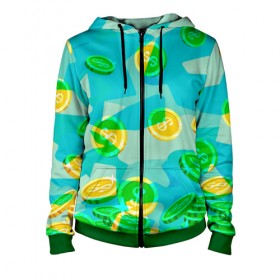 Женская толстовка 3D на молнии с принтом Black Milk Rich Camouflage в городе Новоалтайск, 100% полиэстер | длина до линии бедра, манжеты и пояс оформлены мягкой тканевой резинкой, двухслойный капюшон со шнурком для регулировки, спереди молния, по бокам два кармана | доллар | золото | монеты | разноцветный | яркий