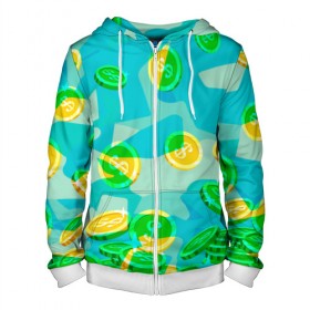 Мужская толстовка 3D на молнии с принтом Black Milk Rich Camouflage в городе Новоалтайск, 100% полиэстер | длина до линии бедра, манжеты и пояс оформлены мягкой тканевой резинкой, двухслойный капюшон со шнурком для регулировки, спереди молния, по бокам два кармана | доллар | золото | монеты | разноцветный | яркий
