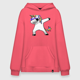 Худи SuperOversize хлопок с принтом Unicorn dab в городе Новоалтайск, 70% хлопок, 30% полиэстер, мягкий начес внутри | карман-кенгуру, эластичная резинка на манжетах и по нижней кромке, двухслойный капюшон
 | арт | единорог | животные | музыка