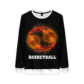 Женский свитшот 3D с принтом basketball fire в городе Новоалтайск, 100% полиэстер с мягким внутренним слоем | круглый вырез горловины, мягкая резинка на манжетах и поясе, свободная посадка по фигуре | fire | flames | light | sport | баскетбол | игра | кольцо | мяч | небо | огонь | сетка | спорт | спортивные соревнования | стиль
