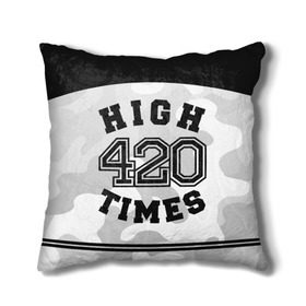 Подушка 3D с принтом High Times 420 Camo в городе Новоалтайск, наволочка – 100% полиэстер, наполнитель – холлофайбер (легкий наполнитель, не вызывает аллергию). | состоит из подушки и наволочки. Наволочка на молнии, легко снимается для стирки | camouflage | камо | камуфляж