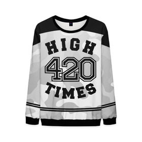 Мужской свитшот 3D с принтом High Times 420 Camo в городе Новоалтайск, 100% полиэстер с мягким внутренним слоем | круглый вырез горловины, мягкая резинка на манжетах и поясе, свободная посадка по фигуре | camouflage | камо | камуфляж