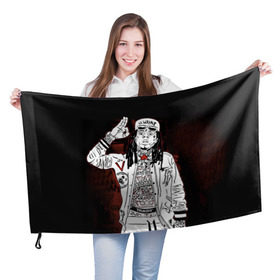 Флаг 3D с принтом Lil Wayne 3 в городе Новоалтайск, 100% полиэстер | плотность ткани — 95 г/м2, размер — 67 х 109 см. Принт наносится с одной стороны | lil wayne | rap | лил уэйн | рэп | хип хоп