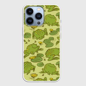 Чехол для iPhone 13 Pro с принтом Лягухи в городе Новоалтайск,  |  | болото | жабы | квакухи | кувшинки | лягушки | паттерн