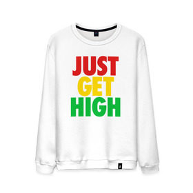 Мужской свитшот хлопок с принтом JUST GET HIGH в городе Новоалтайск, 100% хлопок |  | 420 | bob marley | bud | buds | get | high | just | smoke | weed | боб марли | бошки | взлетай | высоко | выше | полёт | просто | раста | растаман