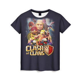 Женская футболка 3D с принтом Clash of clans 2 в городе Новоалтайск, 100% полиэфир ( синтетическое хлопкоподобное полотно) | прямой крой, круглый вырез горловины, длина до линии бедер | clash of clans | игры | клэш оф кланс
