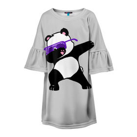 Детское платье 3D с принтом Panda в городе Новоалтайск, 100% полиэстер | прямой силуэт, чуть расширенный к низу. Круглая горловина, на рукавах — воланы | Тематика изображения на принте: panda dab | животные | панда