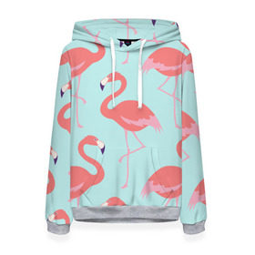 Женская толстовка 3D с принтом Flamingos pattern в городе Новоалтайск, 100% полиэстер  | двухслойный капюшон со шнурком для регулировки, мягкие манжеты на рукавах и по низу толстовки, спереди карман-кенгуру с мягким внутренним слоем. | animals | beautiful | bird | birds | birdy | blue | color | flamingo | nature | wild | белое | голубое | животные | красивое | красота | милое | природа | птица | птицы | птичка | птички | синее | фламинго | цвет | яркое