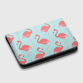 Картхолдер с принтом с принтом Flamingos pattern в городе Новоалтайск, натуральная матовая кожа | размер 7,3 х 10 см; кардхолдер имеет 4 кармана для карт; | animals | beautiful | bird | birds | birdy | blue | color | flamingo | nature | wild | белое | голубое | животные | красивое | красота | милое | природа | птица | птицы | птичка | птички | синее | фламинго | цвет | яркое