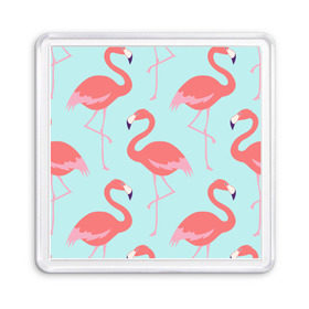 Магнит 55*55 с принтом Flamingos pattern в городе Новоалтайск, Пластик | Размер: 65*65 мм; Размер печати: 55*55 мм | animals | beautiful | bird | birds | birdy | blue | color | flamingo | nature | wild | белое | голубое | животные | красивое | красота | милое | природа | птица | птицы | птичка | птички | синее | фламинго | цвет | яркое