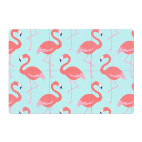 Магнитный плакат 3Х2 с принтом Flamingos pattern в городе Новоалтайск, Полимерный материал с магнитным слоем | 6 деталей размером 9*9 см | animals | beautiful | bird | birds | birdy | blue | color | flamingo | nature | wild | белое | голубое | животные | красивое | красота | милое | природа | птица | птицы | птичка | птички | синее | фламинго | цвет | яркое