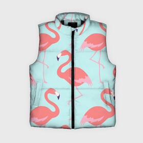Женский жилет утепленный 3D с принтом Flamingos pattern в городе Новоалтайск,  |  | animals | beautiful | bird | birds | birdy | blue | color | flamingo | nature | wild | белое | голубое | животные | красивое | красота | милое | природа | птица | птицы | птичка | птички | синее | фламинго | цвет | яркое