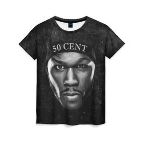 Женская футболка 3D с принтом 50 cent в городе Новоалтайск, 100% полиэфир ( синтетическое хлопкоподобное полотно) | прямой крой, круглый вырез горловины, длина до линии бедер | 50 cent | 50 центов | rap | гангста рэп | кертис джексон | пятьдесят центов | рэп | фифти сент | хип хоп