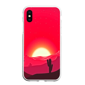 Чехол для iPhone XS Max матовый с принтом Gorgeous sunset в городе Новоалтайск, Силикон | Область печати: задняя сторона чехла, без боковых панелей | Тематика изображения на принте: 3d | арт | дикий запад | закат | кактус | природа | солнце