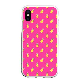 Чехол для iPhone XS Max матовый с принтом Ананасы в городе Новоалтайск, Силикон | Область печати: задняя сторона чехла, без боковых панелей | акварель | ананас | арт | лето | орнамент | паттерн | розовый | тропики | узор | фрукт | фрукты