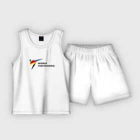Детская пижама с шортами хлопок с принтом World Taekwondo logo в городе Новоалтайск,  |  | Тематика изображения на принте: world taekwondo | wt | логотип | тхэквондо