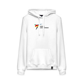 Женская толстовка хлопок с принтом World Taekwondo logo в городе Новоалтайск, френч-терри, мягкий теплый начес внутри (100% хлопок) | карман-кенгуру, эластичные манжеты и нижняя кромка, капюшон с подкладом и шнурком | world taekwondo | wt | логотип | тхэквондо