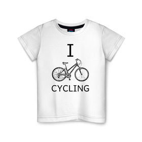 Детская футболка хлопок с принтом I love cycling в городе Новоалтайск, 100% хлопок | круглый вырез горловины, полуприлегающий силуэт, длина до линии бедер | bicycle | bike | bmx | cycling | enjoy | i | like | love | moto | ride | rider | sport | байк | велик | вело | велосипед | велосипедист | ездить | зож | катать | кататься | лето | спорт | спортсмен