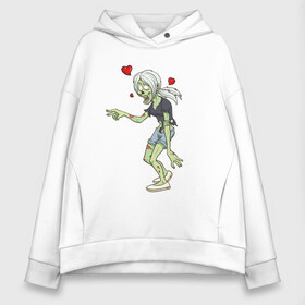 Женское худи Oversize хлопок с принтом Zombie love в городе Новоалтайск, френч-терри — 70% хлопок, 30% полиэстер. Мягкий теплый начес внутри —100% хлопок | боковые карманы, эластичные манжеты и нижняя кромка, капюшон на магнитной кнопке | heart | love | zombie | зомби | любовь | сердце